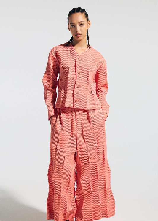 A model wears the A-Poc Able Issey Miyake TYPE W 009 1 cardigan.
