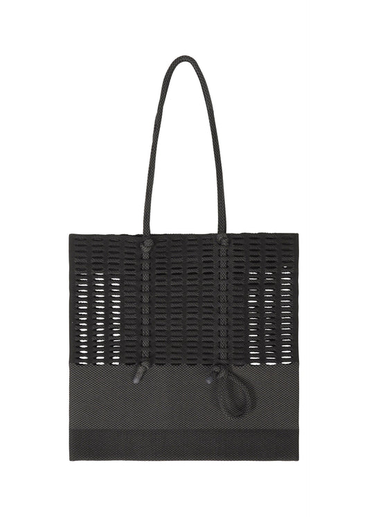A product shot of the GOOD GOODS ISSEY MIYAKE MOKKO KNOT bag in black mix.