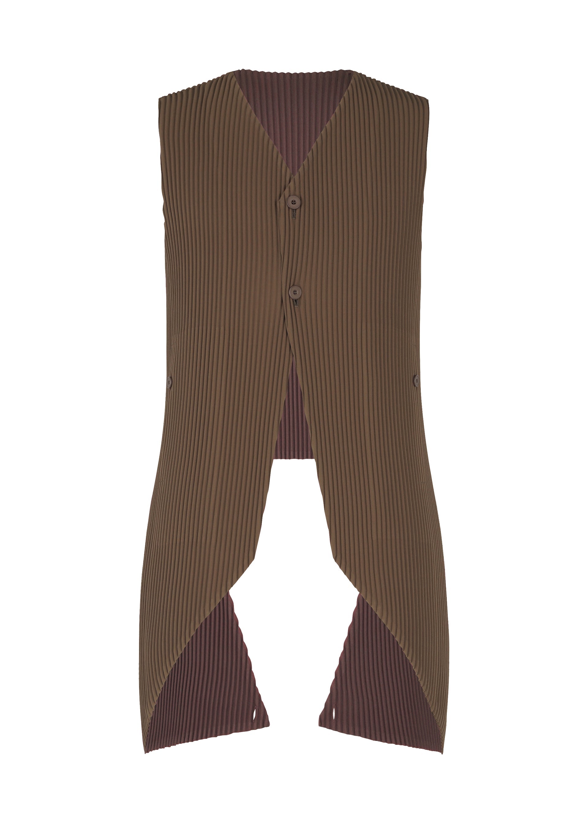 TUXEDO PLEATS Vest Brown – ISSEY MIYAKE EU