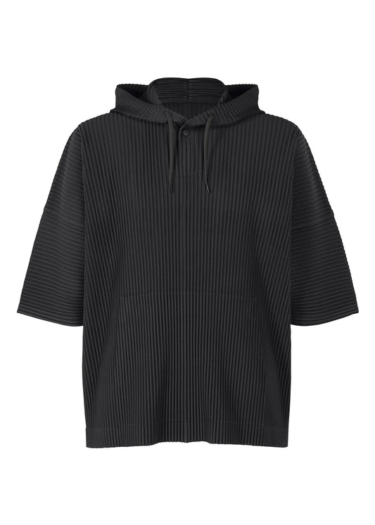 A product shot of the HOMME PLISSÉ ISSEY MIYAKE MONTHLY COLORS : JUNE t-shirt in black.