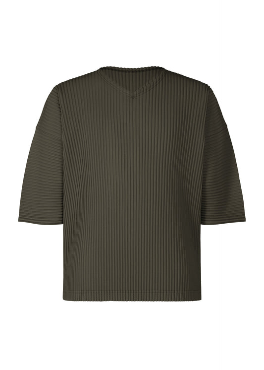 A product shot of the HOMME PLISSÉ ISSEY MIYAKE MONTHLY COLORS : JULY t-shirt in shade grayish brown.