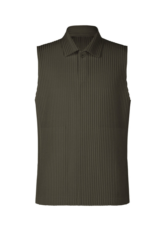 A product shot of the HOMME PLISSÉ ISSEY MIYAKE MONTHLY COLORS : JULY polo shirt in shade grayish brown.