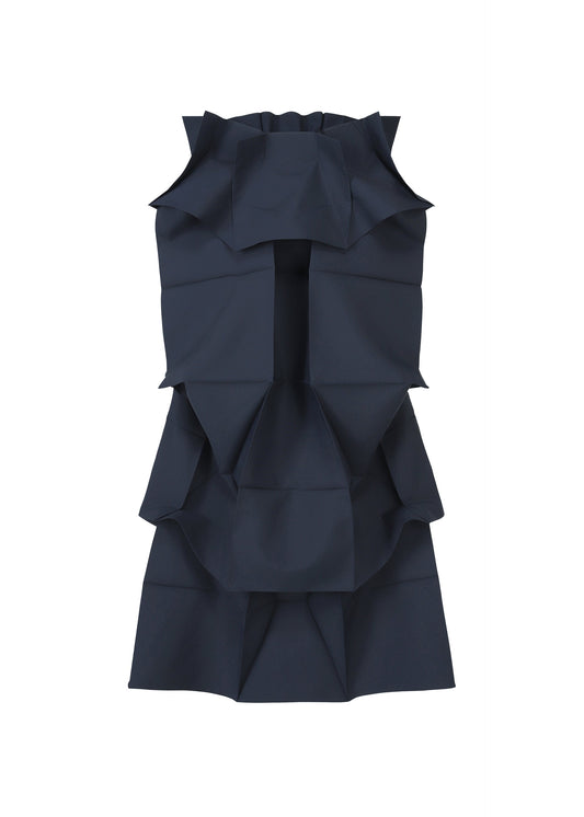 A product shot of the 132 5. ISSEY MIYAKE NO.6 SOLID skirt in navy.
