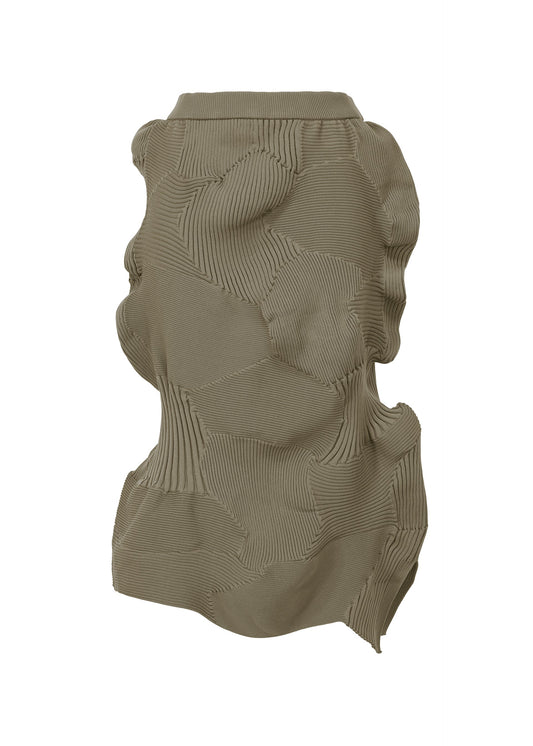 A product shot of the ISSEY MIYAKE KONE KONE skirt in gray.