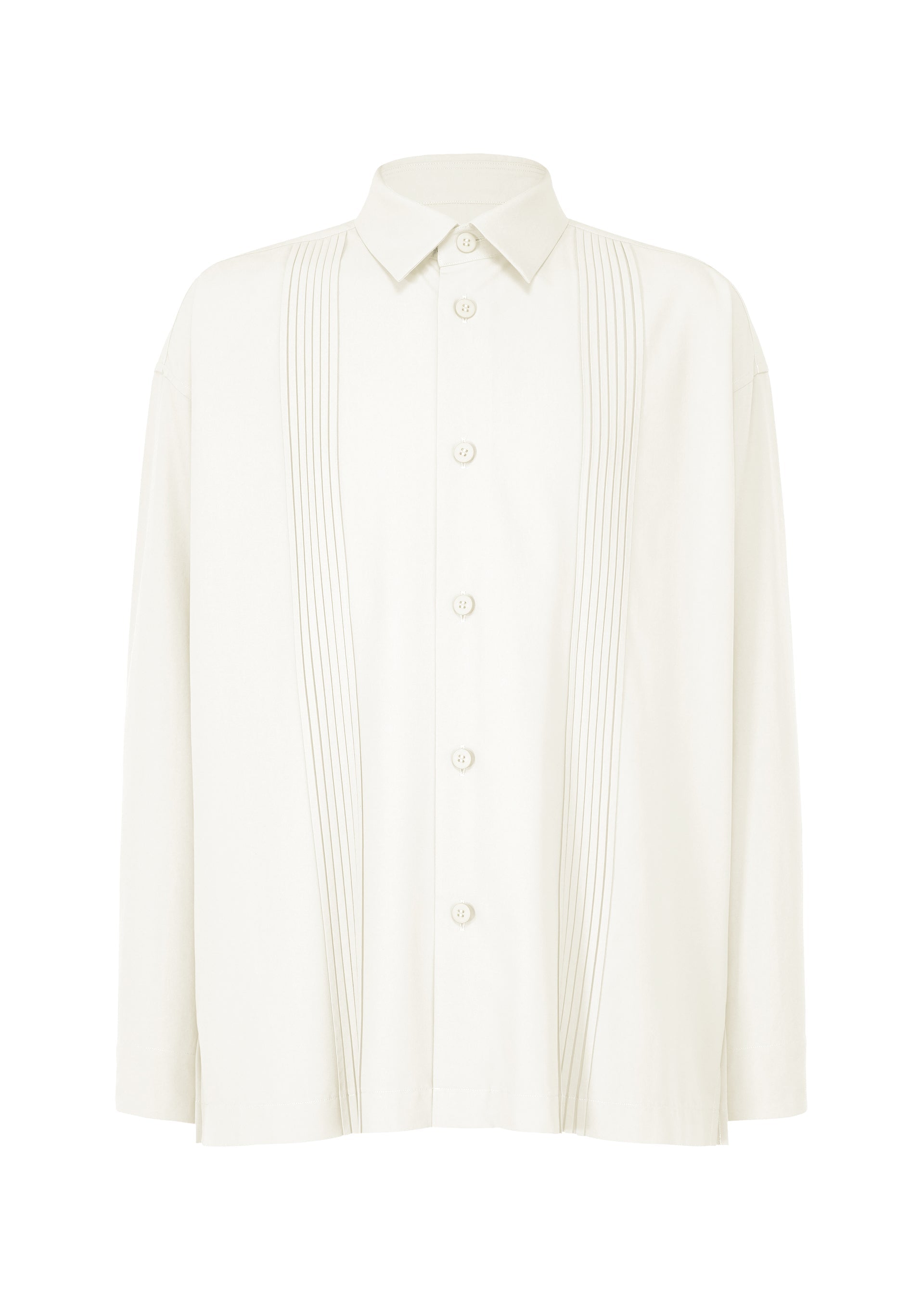 dress shirt sleeve pleats Mari Front Pleated Shirt In White, White / 38 (US 0/2)