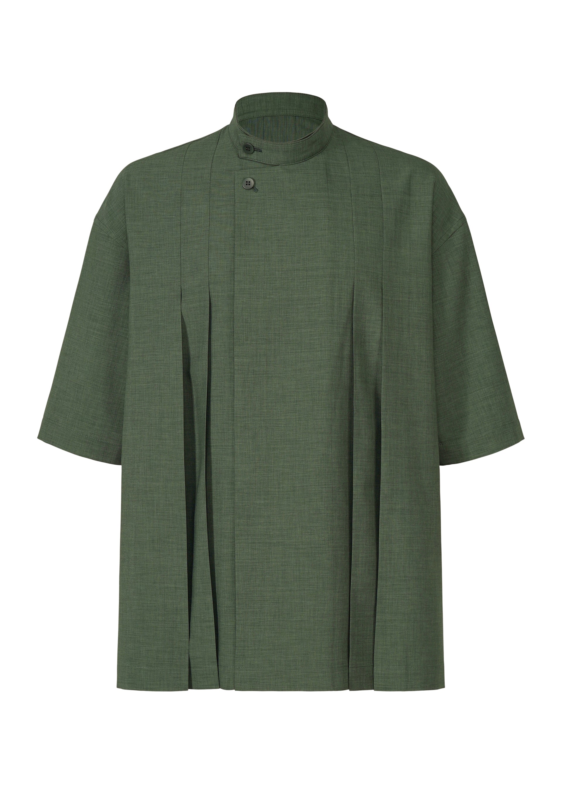 LINEN LIKE SHIRT Stand Collar Shirt Dark Green – ISSEY MIYAKE EU
