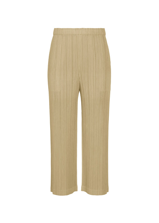 A product shot of the PLEATS PLEASE ISSEY MIYAKE THICKER BOTTOMS 1 pants in sand beige.