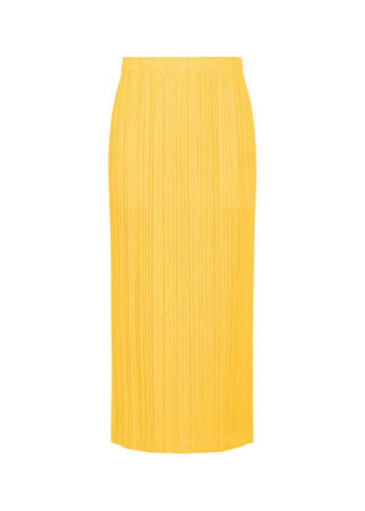 A product shot of the PLEATS PLEASE ISSEY MIYAKE THICKER BOTTOMS 1 skirt in yellow.