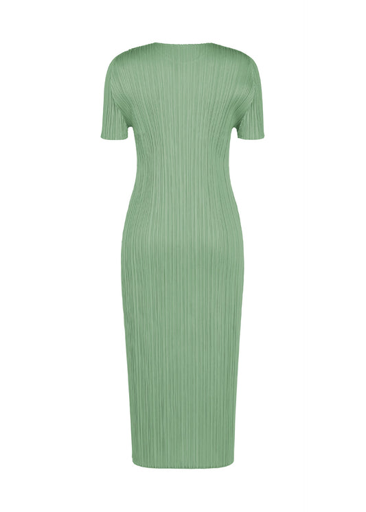 A detail shot of the PLEATS PLEASE ISSEY MIYAKE MONTHLY COLORS : AUGUST dress.