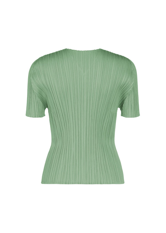 A detail shot of the PLEATS PLEASE ISSEY MIYAKE MONTHLY COLORS : AUGUST shirt.