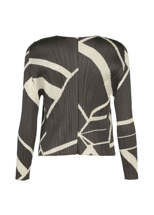 A detail shot of the PLEATS PLEASE ISSEY MIYAKE FOLD LINE cardigan.