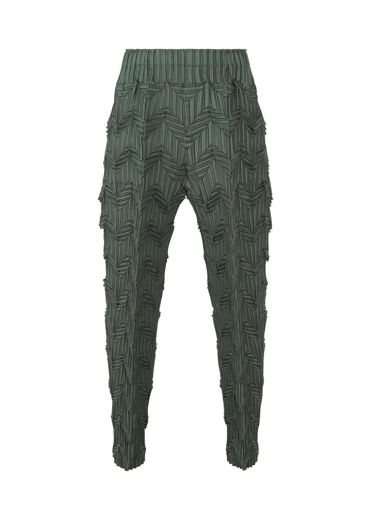 A product shot of the A-POC ABLE ISSEY MIYAKE TYPE O 019 trousers in dark green (63).