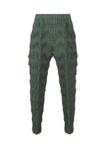 A product shot of the A-POC ABLE ISSEY MIYAKE TYPE O 019 trousers in dark green (63).