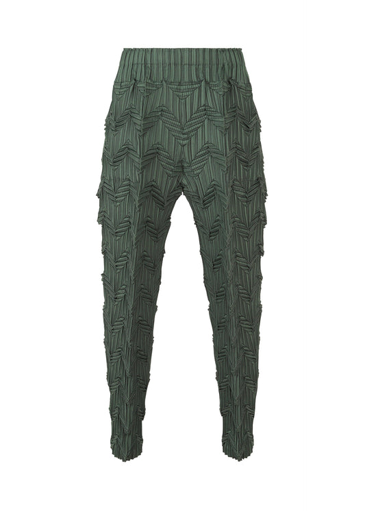 A product shot of the A-POC ABLE ISSEY MIYAKE TYPE O 019 trousers in dark green (63).