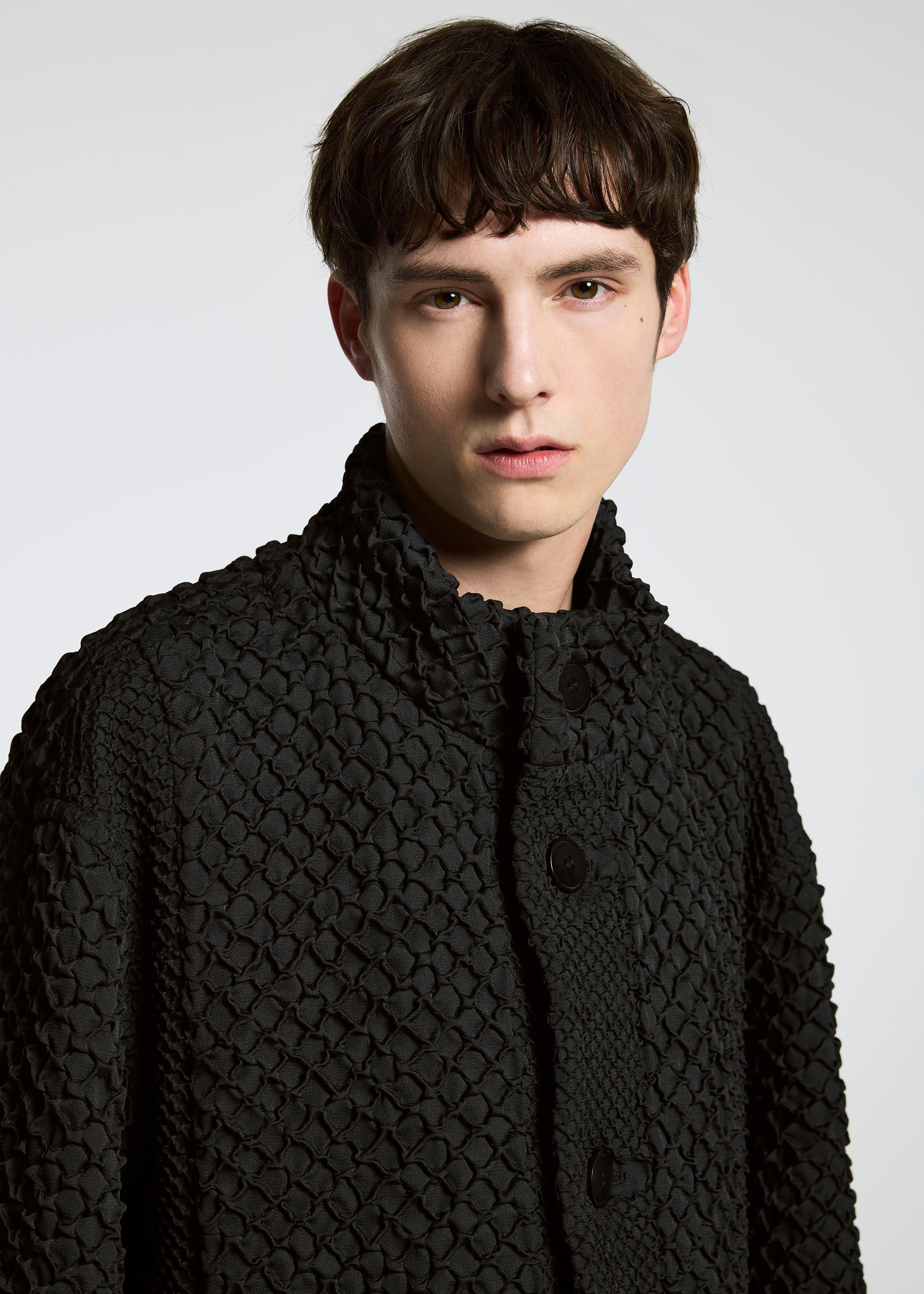 A model wears the A-Poc Able Issey Miyake TYPE O 011 blouson.