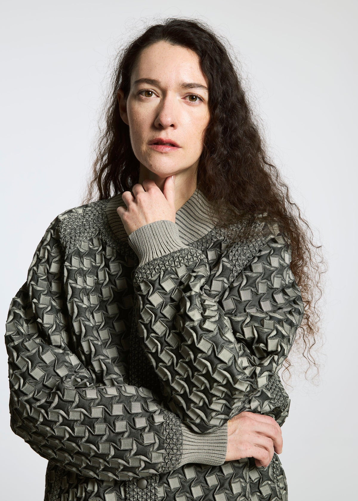 A model wears the A-POC ABLE ISSEY MIYAKE TYPE O 001 jacket.