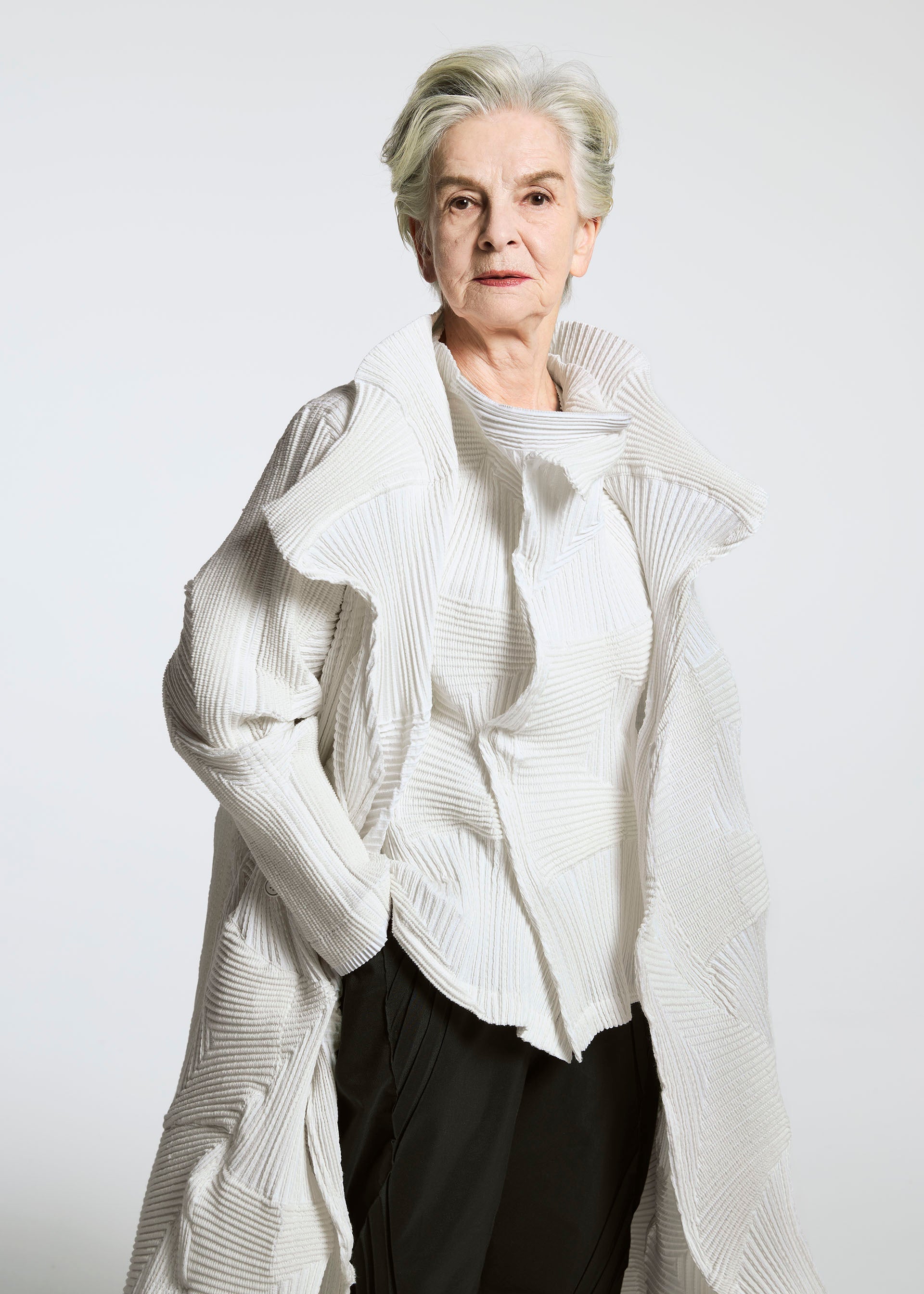 A model wears the A-Poc Able Issey Miyake TYPE O 020 jacket.