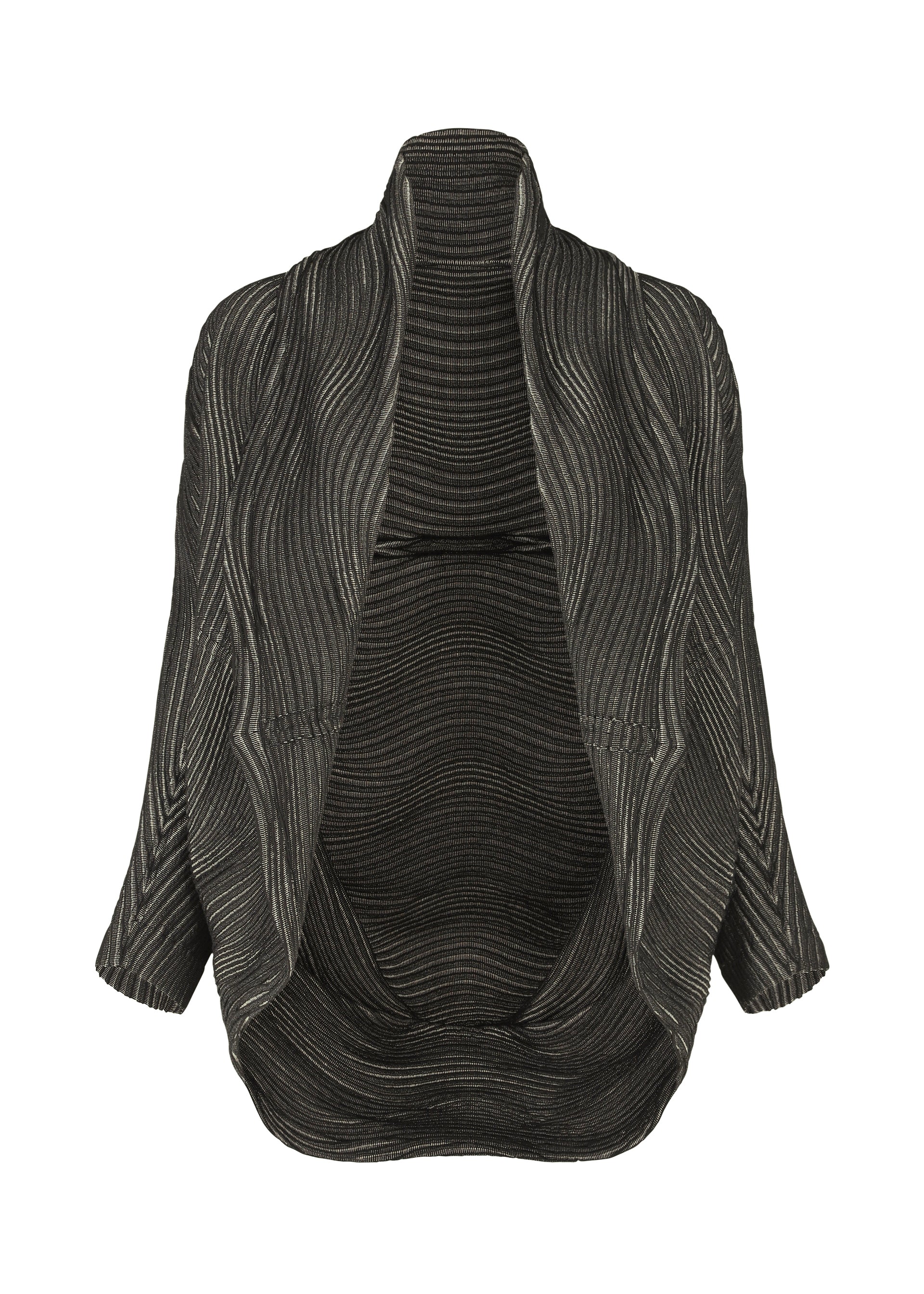 トップス 90s archive issey miyake pleats cardigan Issey Miyake Pleats Please black pleated cardigan with lapels and