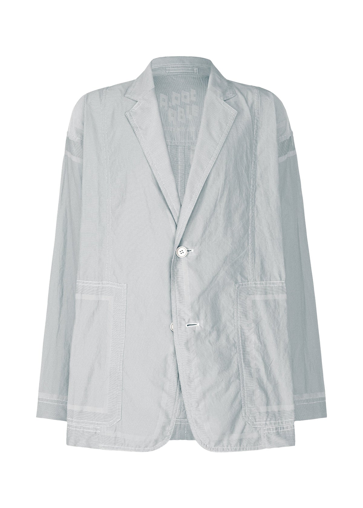 A product shot of the A-Poc Able Issey Miyake TYPE U 002 jacket in turquoise blue (73), recurring_style.