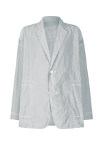 A product shot of the A-Poc Able Issey Miyake TYPE U 002 jacket in turquoise blue (73), recurring_style.