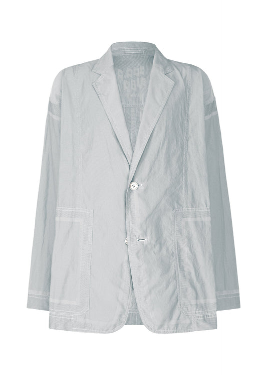 A product shot of the A-Poc Able Issey Miyake TYPE U 002 jacket in turquoise blue (73), recurring_style.