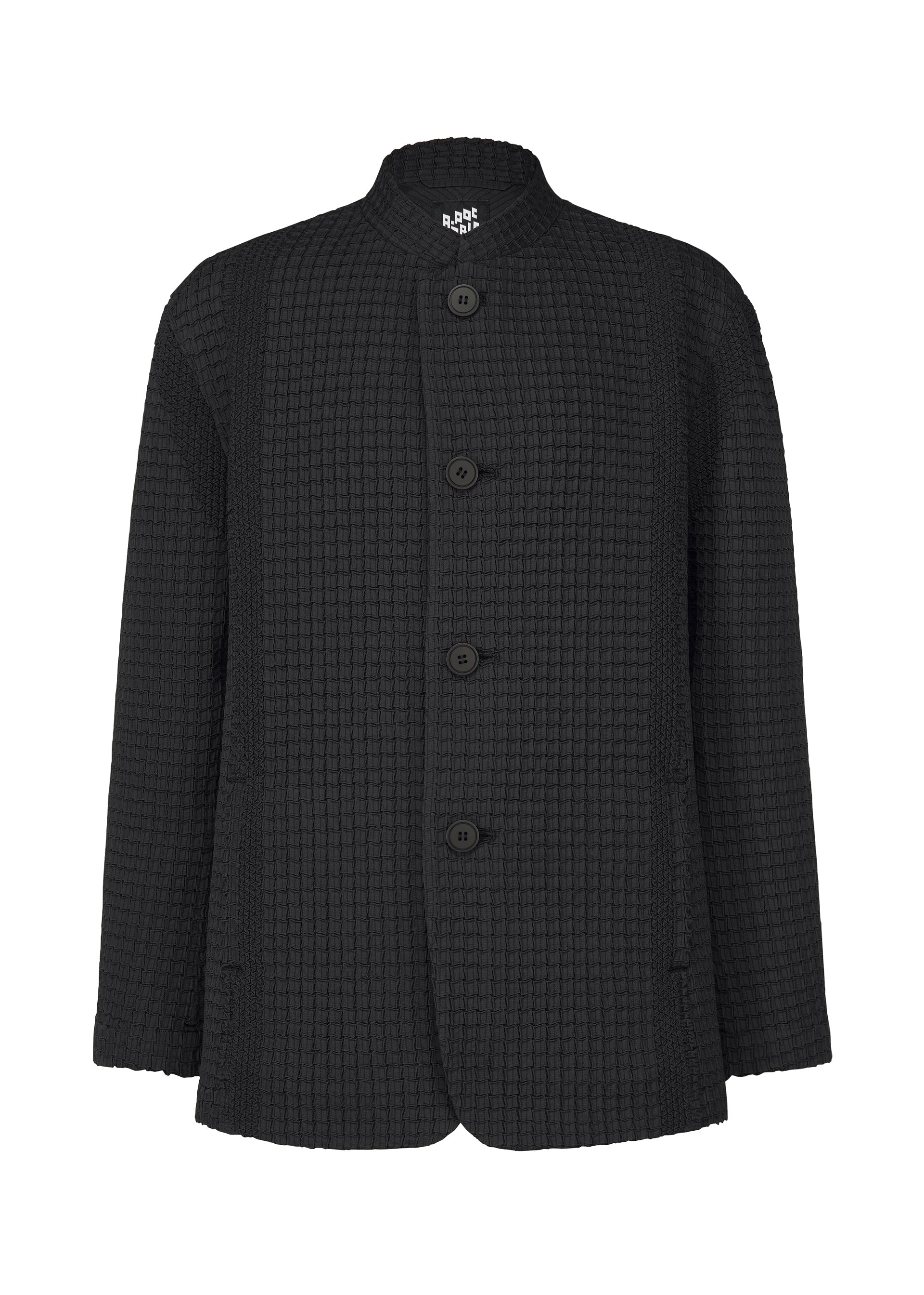 A product shot of the A-POC ABLE ISSEY MIYAKE TYPE-O 014 jacket in black.