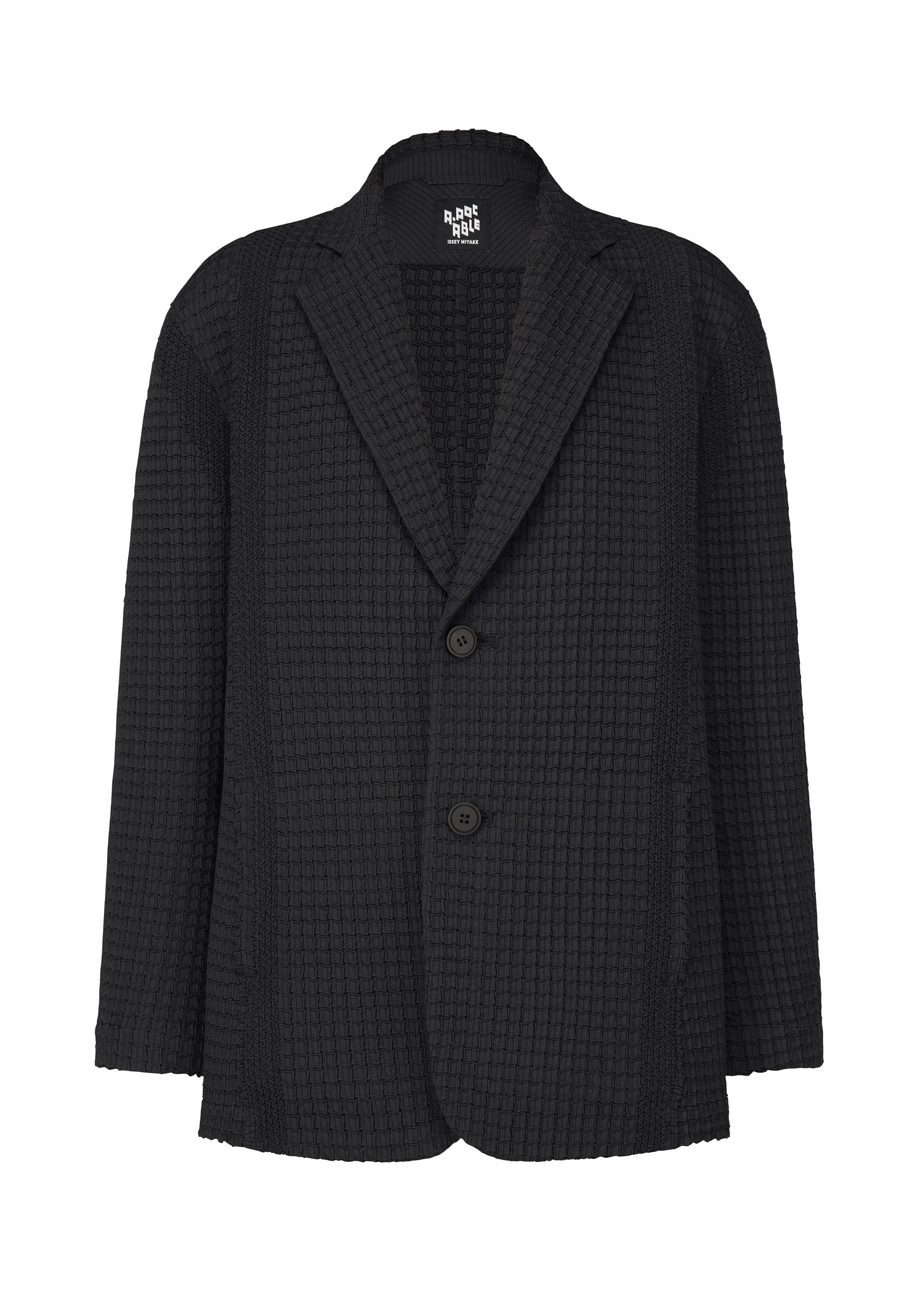 A product shot of the A-POC ABLE ISSEY MIYAKE TYPE-O 014 jacket in black.