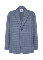 A product shot of the A-POC ABLE ISSEY MIYAKE TYPE-O 014 jacket in steel blue.