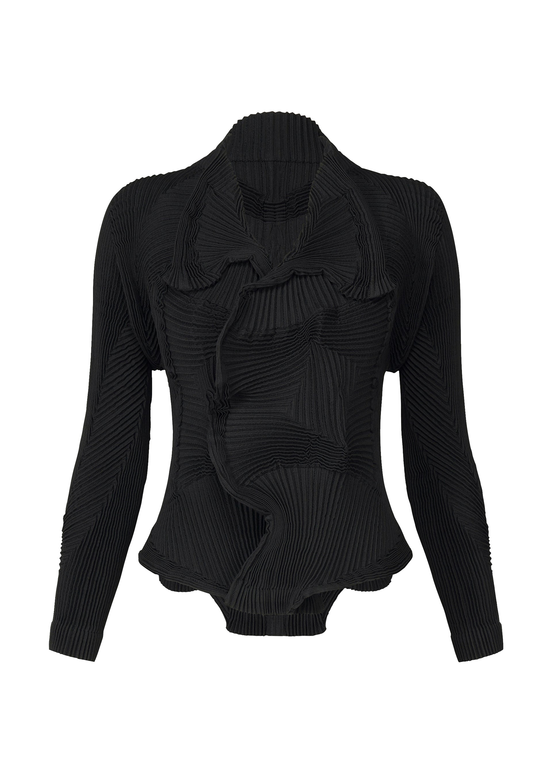 A product shot of the A-Poc Able Issey Miyake TYPE I 008 jacket in black (15), recurring_style.