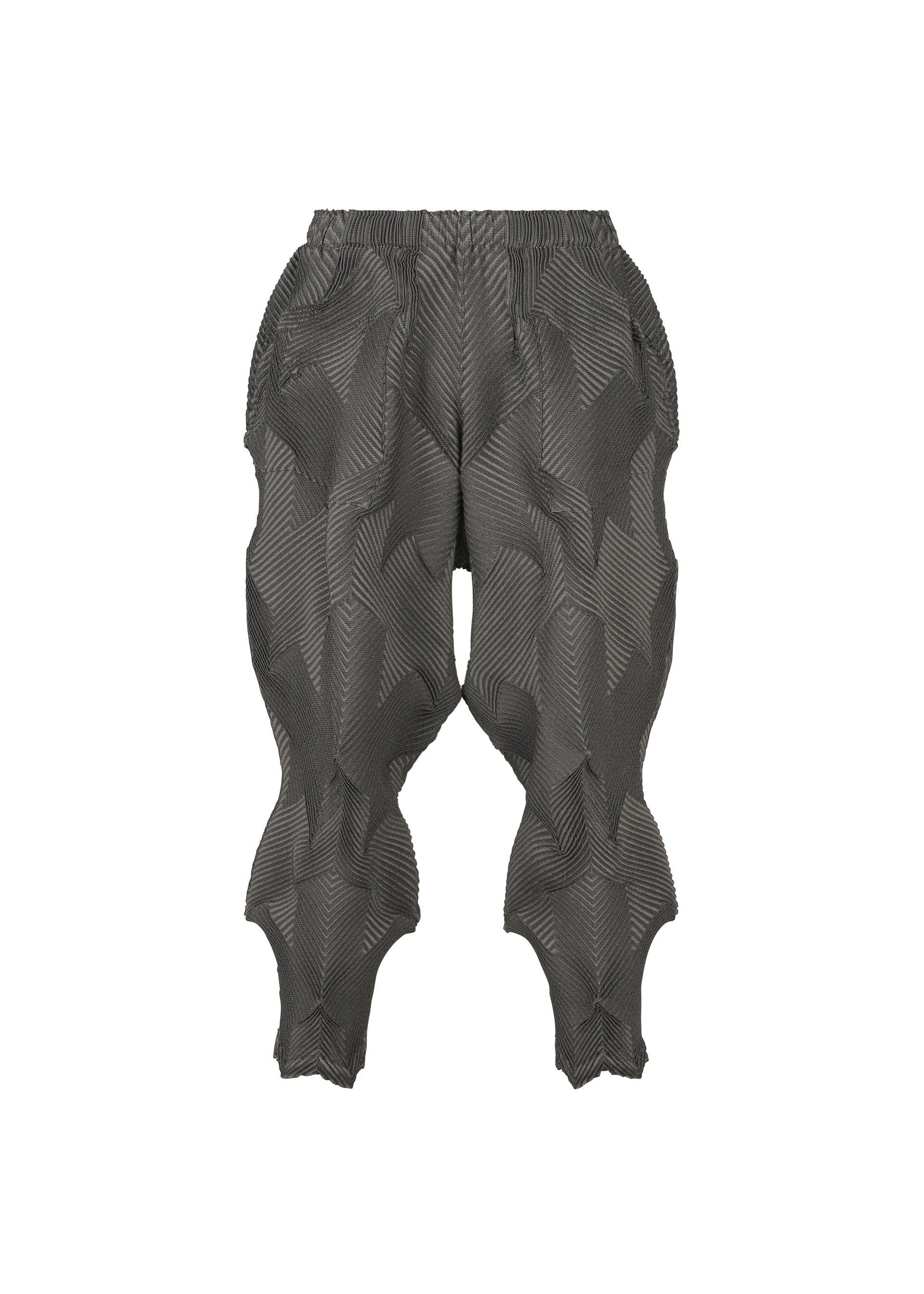 A product shot of the A-Poc Able Issey Miyake TYPE O 010 trousers in dark grey (14), recurring_style.