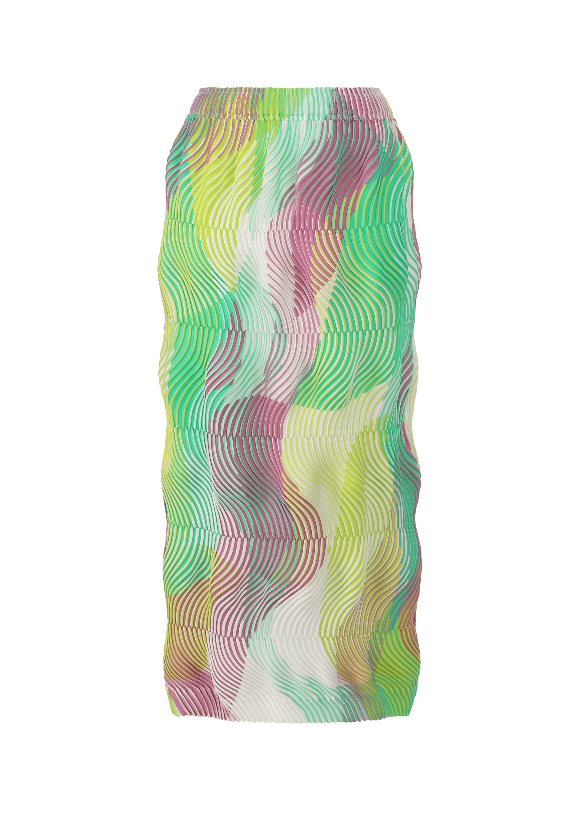 A product shot of the A-POC ABLE ISSEY MIYAKE TYPE-P 005 skirt in pink-hued.
