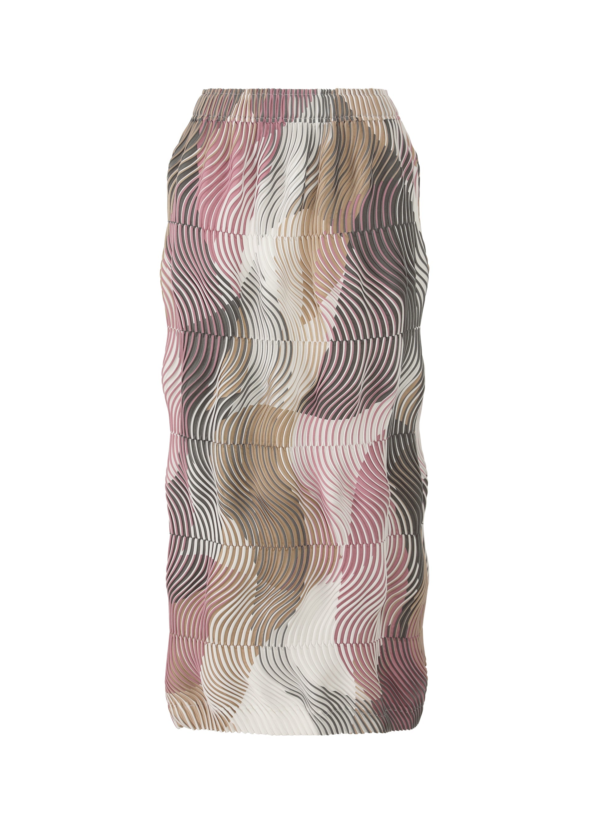 A product shot of the A-POC ABLE ISSEY MIYAKE TYPE-P 005 skirt in beige-hued.
