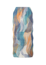 A product shot of the A-POC ABLE ISSEY MIYAKE TYPE-P 005 skirt in turquoise blue-hued.