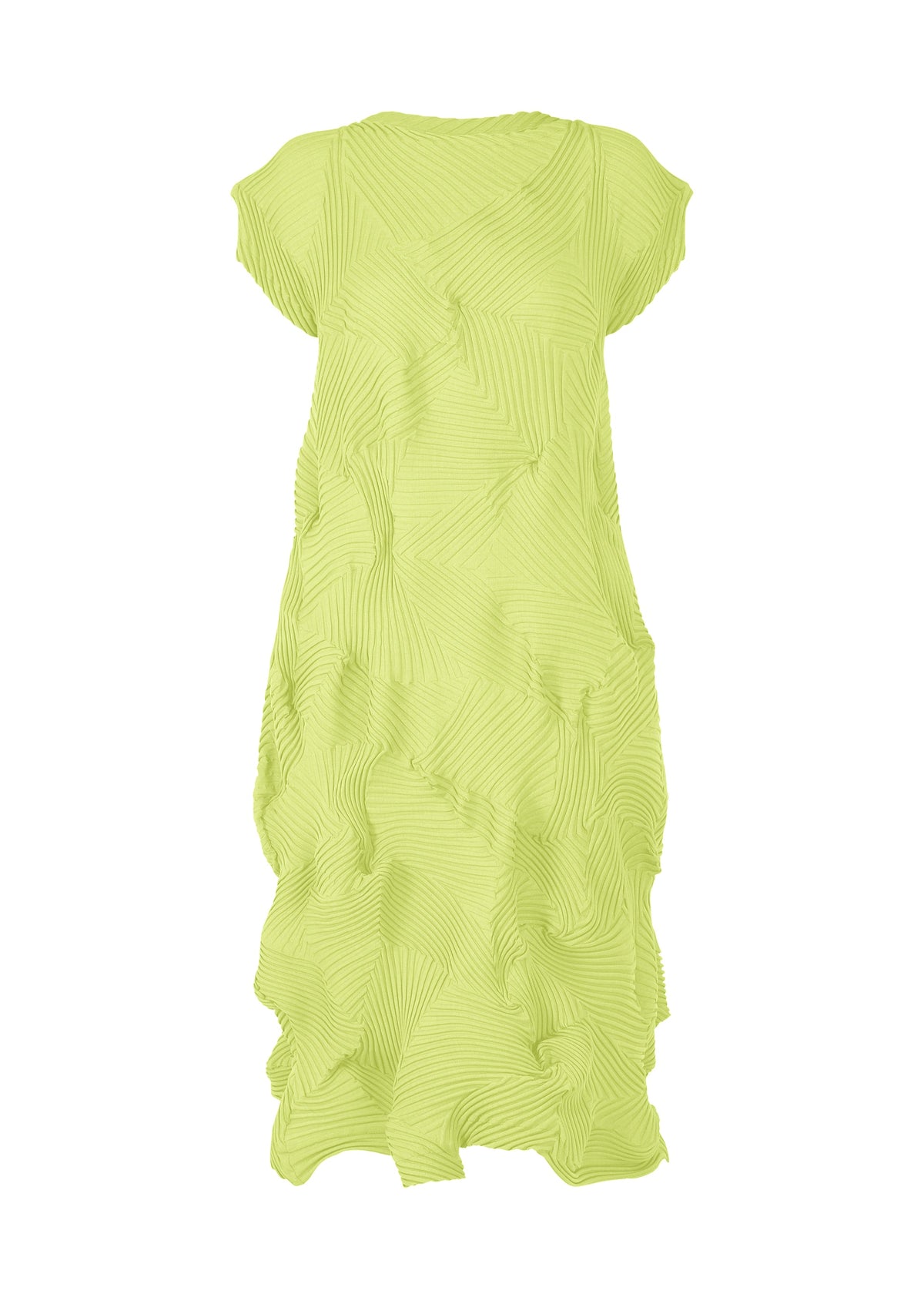 A product shot of the A-POC ABLE ISSEY MIYAKE TYPE-P 003-2 dress in lime green.