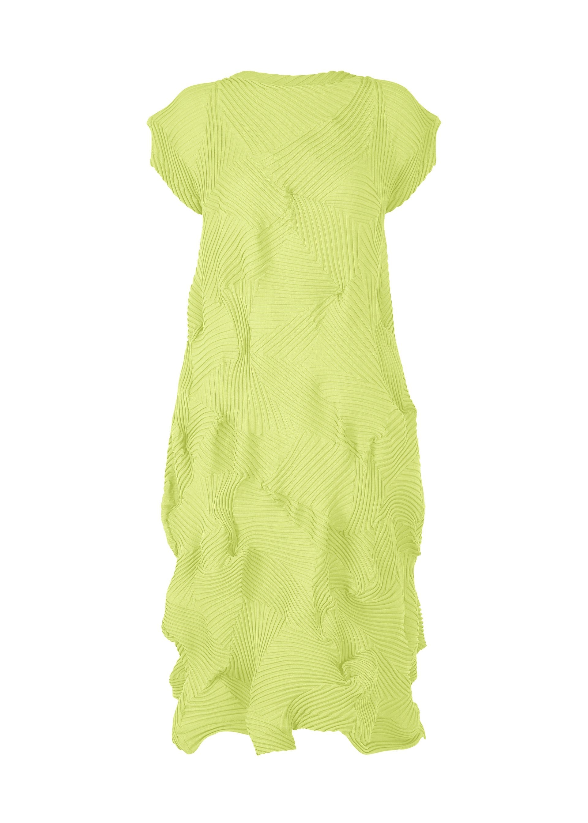 A product shot of the A-POC ABLE ISSEY MIYAKE TYPE-P 003-2 dress in lime green.