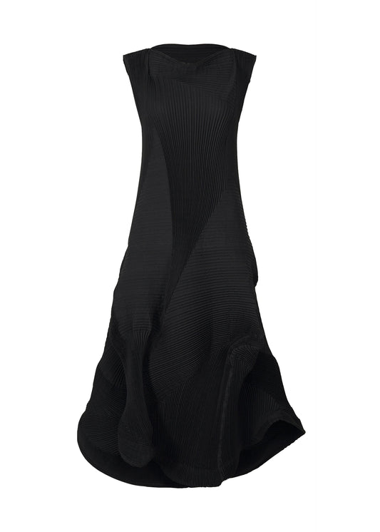 A product shot of the A-Poc Able Issey Miyake TYPE I 008 dress in black (15), recurring_style.