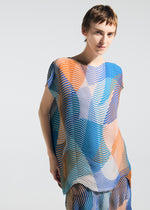 A model wears the A-POC ABLE ISSEY MIYAKE TYPE-P 005 type-p-005-shirt-turquoise-blue-hued-2.
