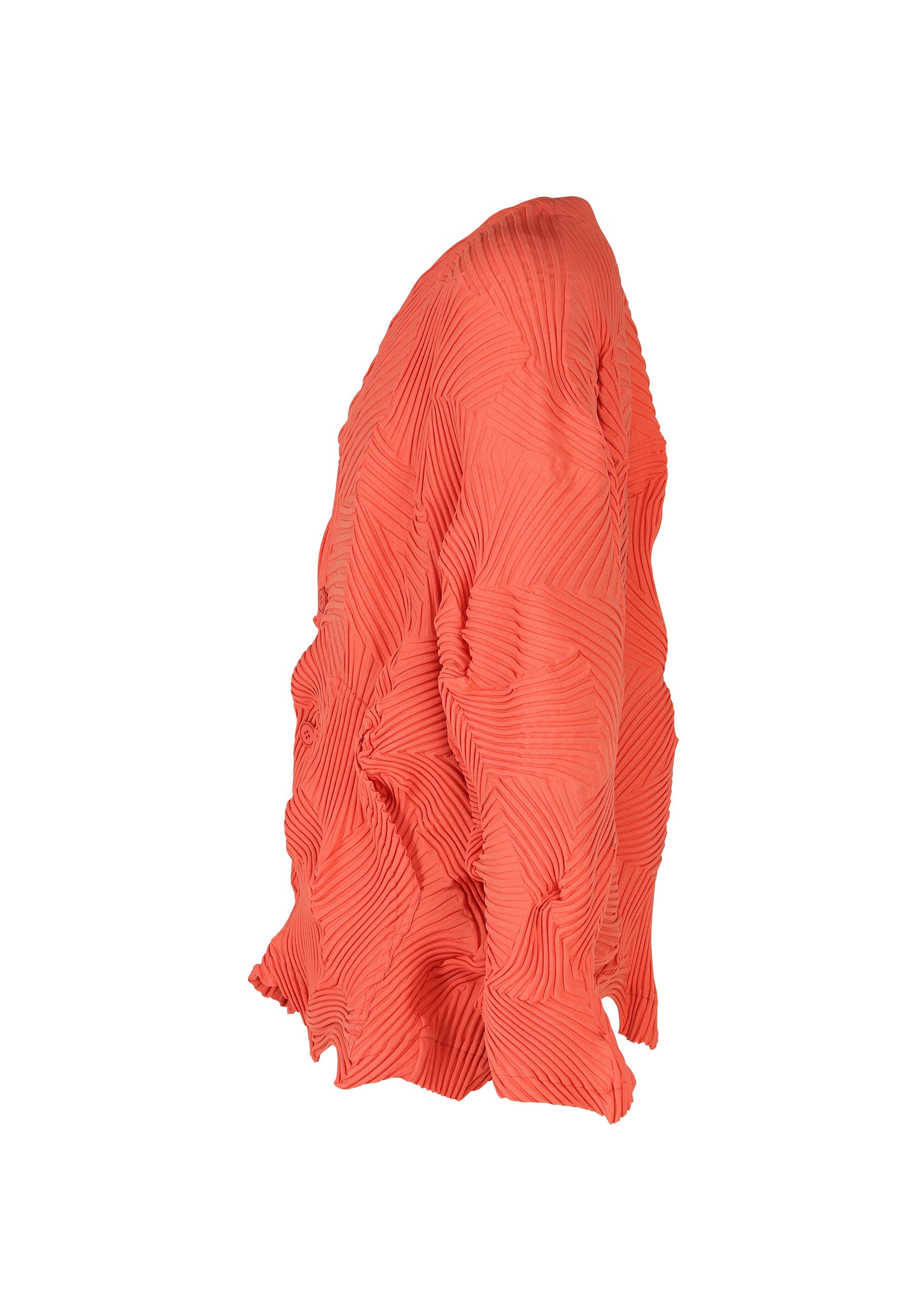 A detail shot of the A-Poc Able Issey Miyake TYPE P 003 1 cardigan.
