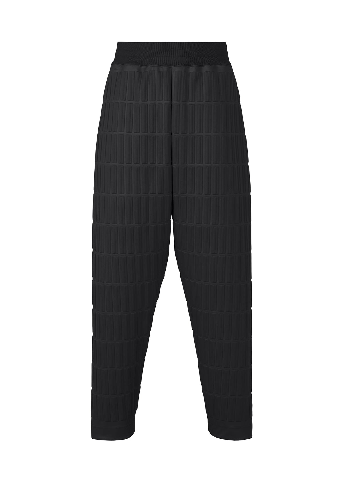 A product shot of the A-Poc Able Issey Miyake TYPE E 001 pants in black (15), recurring_style.