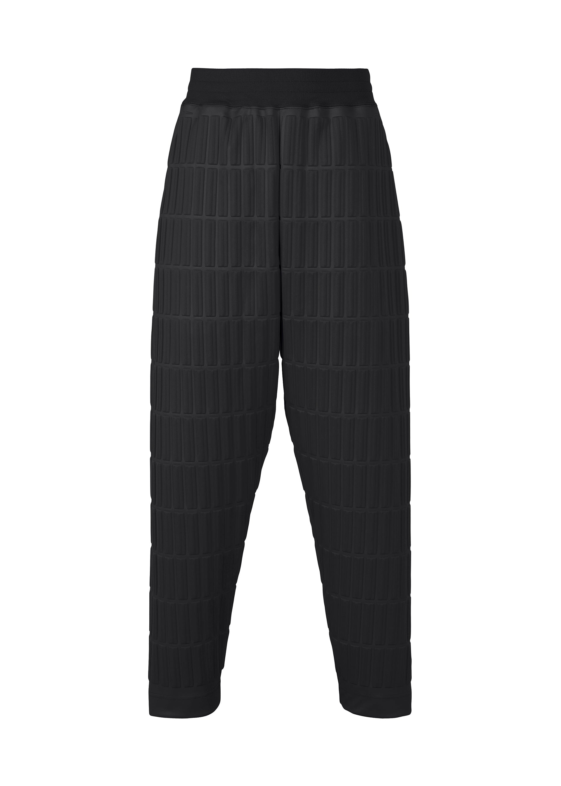 A product shot of the A-Poc Able Issey Miyake TYPE E 001 pants in black (15), recurring_style.