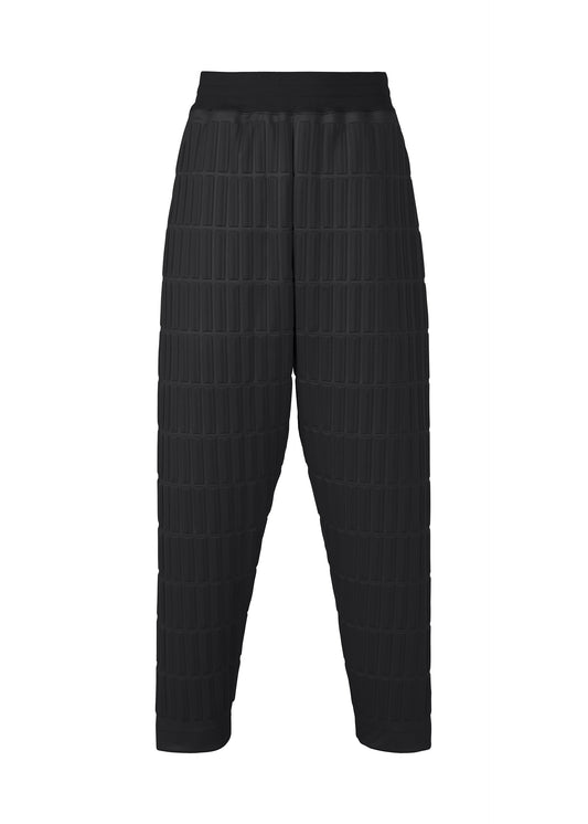 A product shot of the A-Poc Able Issey Miyake TYPE E 001 pants in black (15), recurring_style.