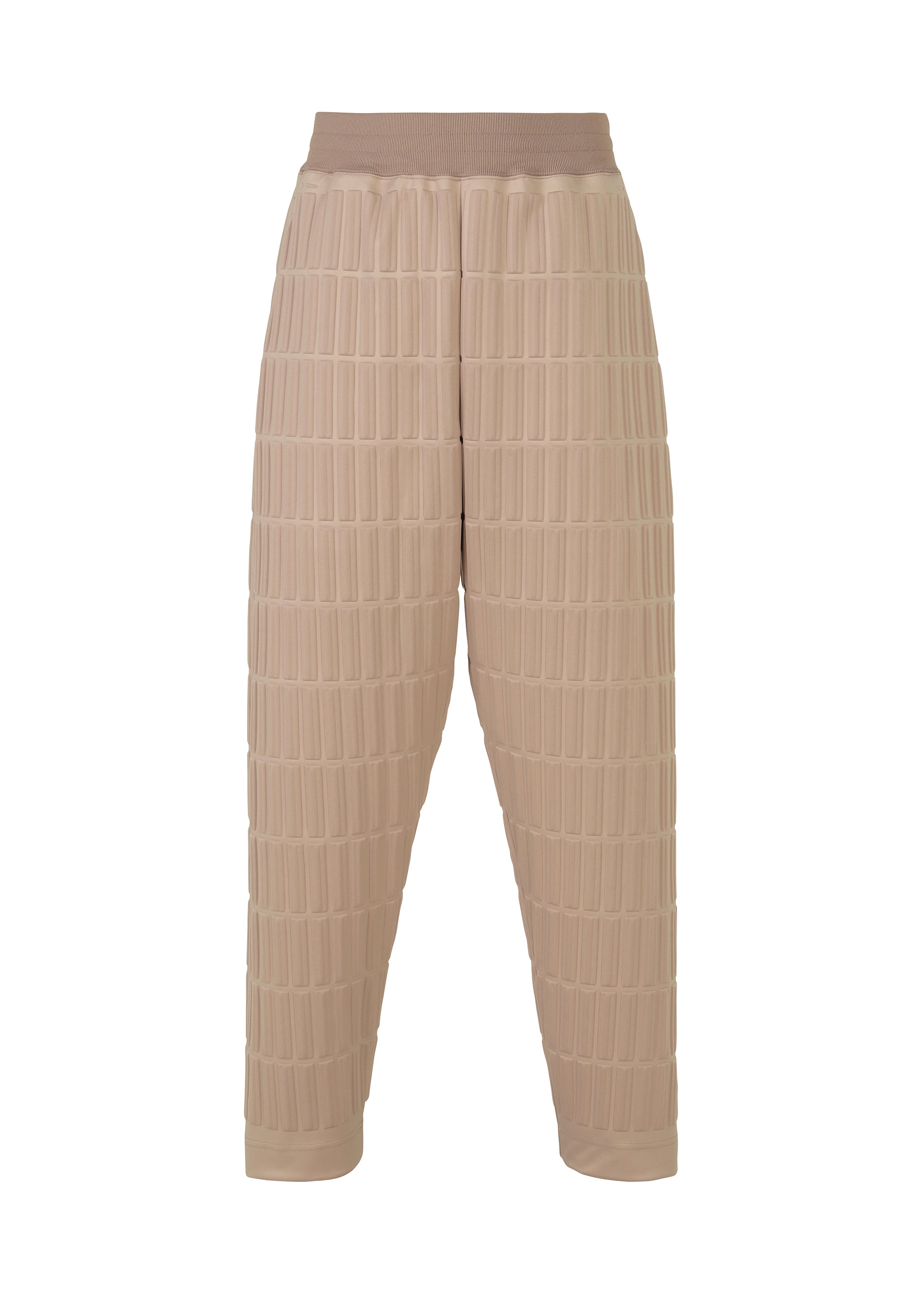 A product shot of the A-Poc Able Issey Miyake TYPE E 001 pants in beige (41), recurring_style.