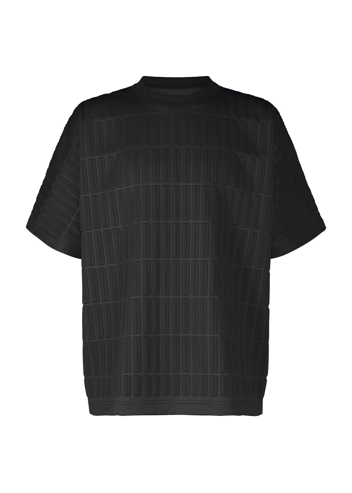 A product shot of the A-Poc Able Issey Miyake TYPE E 001 shirt in black (15), recurring_style.