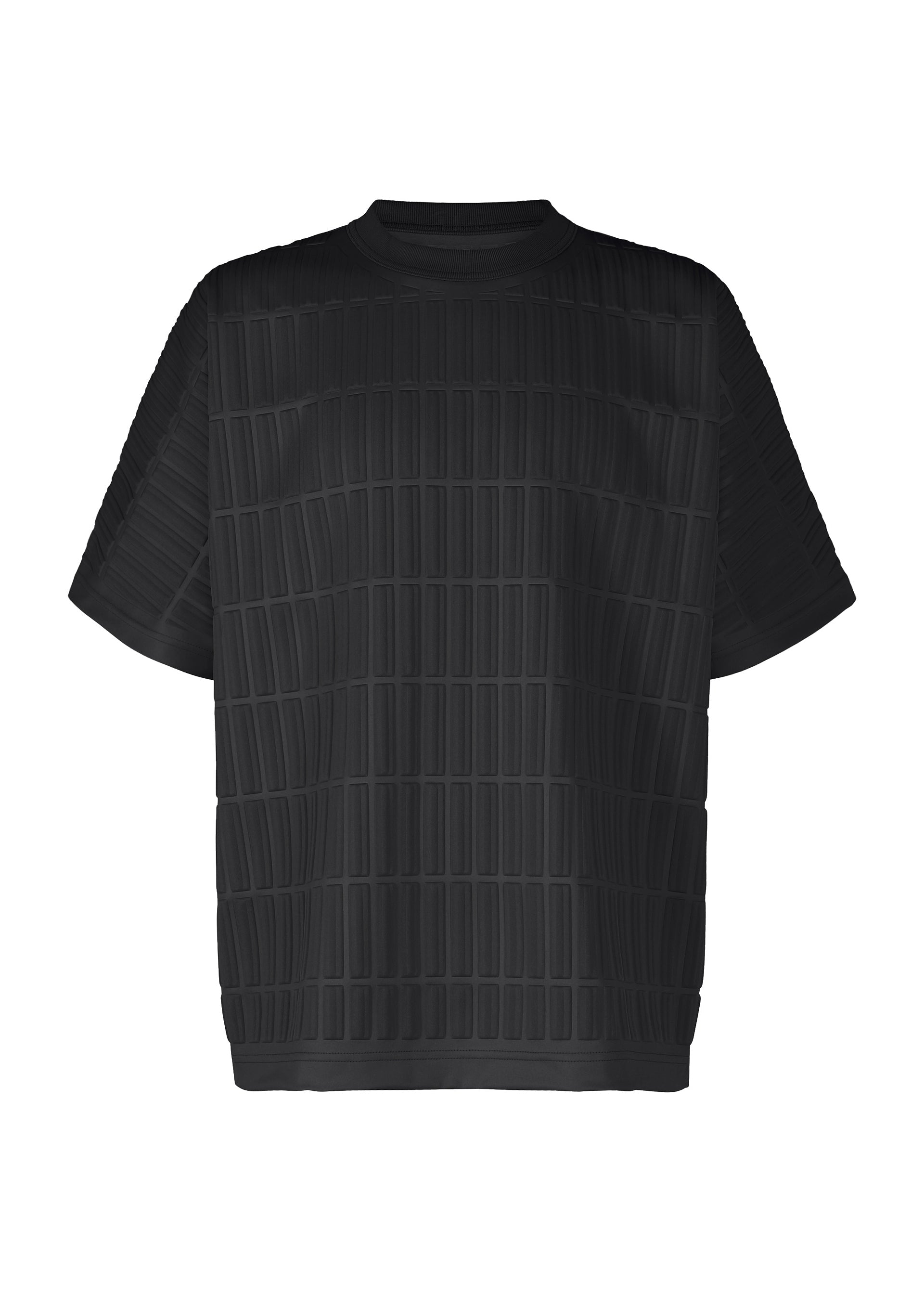 A product shot of the A-Poc Able Issey Miyake TYPE E 001 shirt in black (15), recurring_style.