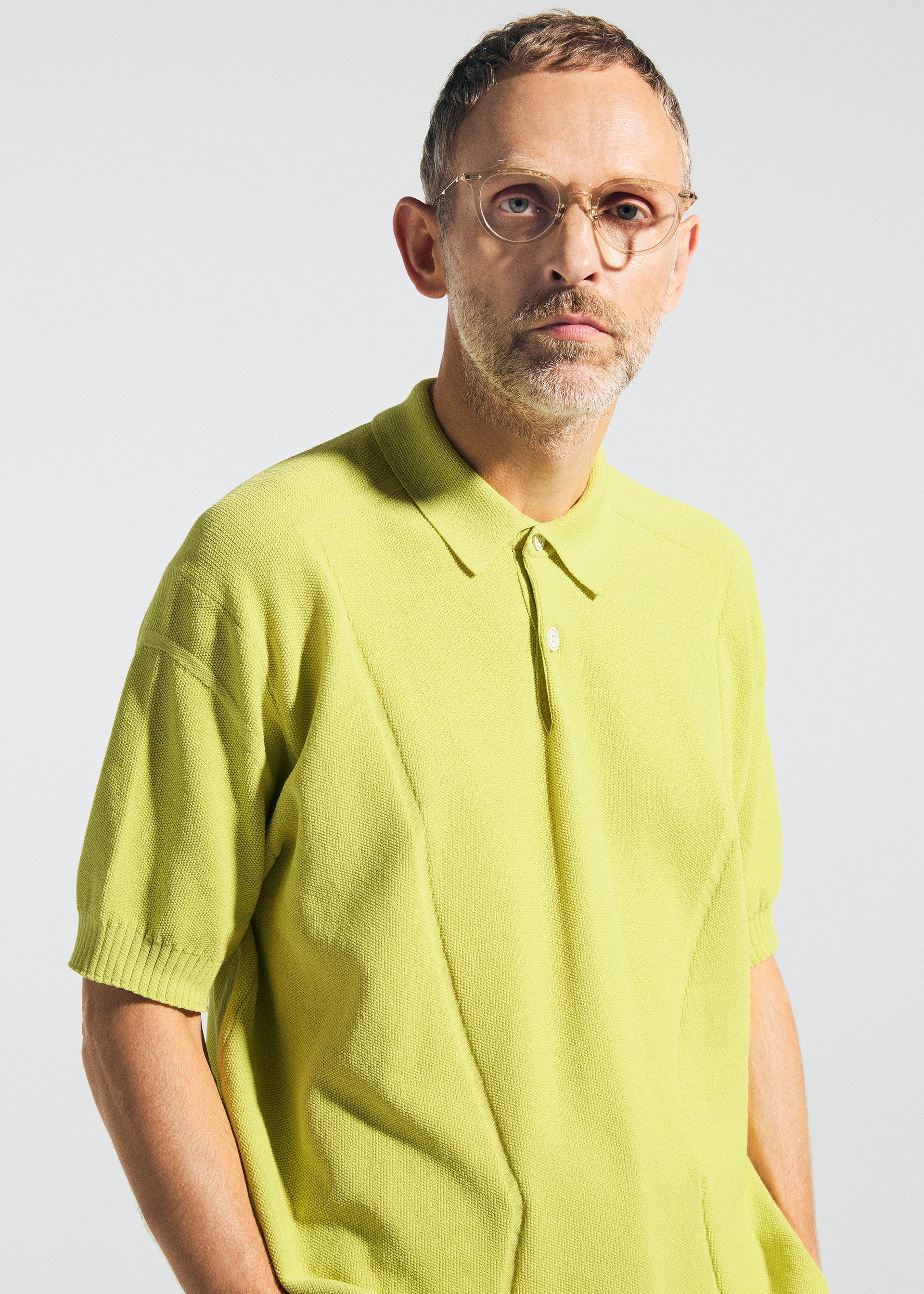 A model wears the A-POC ABLE ISSEY MIYAKE TYPE-K 003-2 type-k-003-2-shirt-off-white.