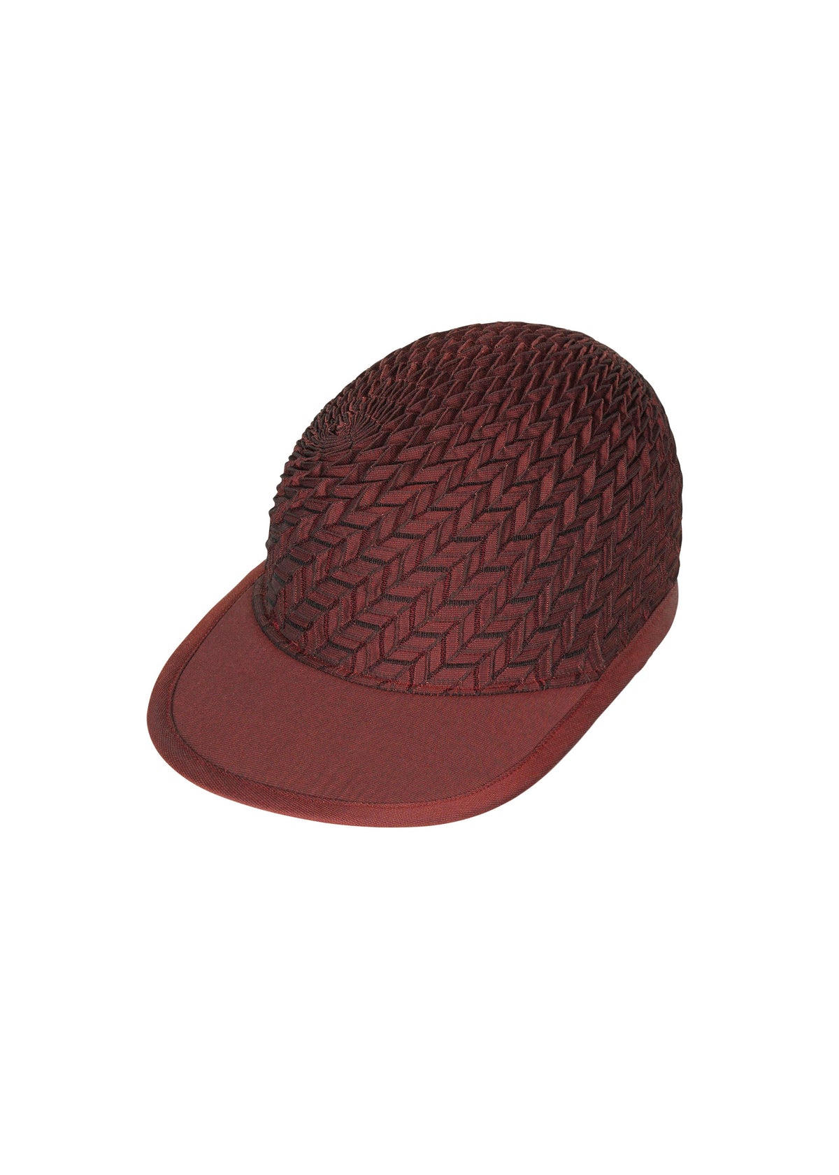 A product shot of the A-POC ABLE ISSEY MIYAKE TYPE-O CAP cap in red.