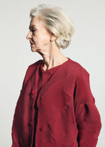A model wears the A-POC ABLE ISSEY MIYAKE TYPE-O 010-1 cardigan.