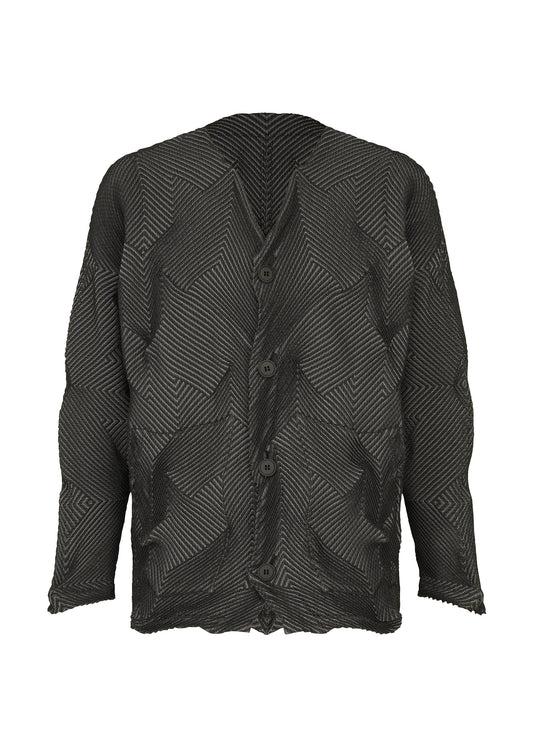 A product shot of the A-POC ABLE ISSEY MIYAKE TYPE-O 010-1 cardigan in gray-hued.