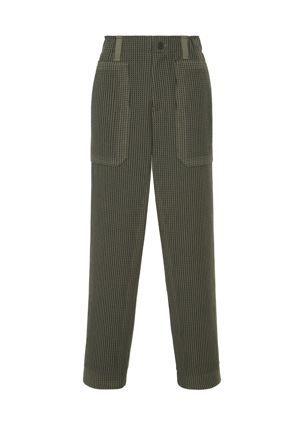 A product shot of the A-POC ABLE ISSEY MIYAKE TYPE-K 012 trousers in khaki-hued.