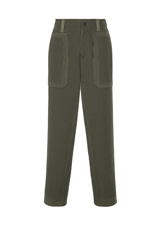 A product shot of the A-POC ABLE ISSEY MIYAKE TYPE-K 012 trousers in khaki-hued.